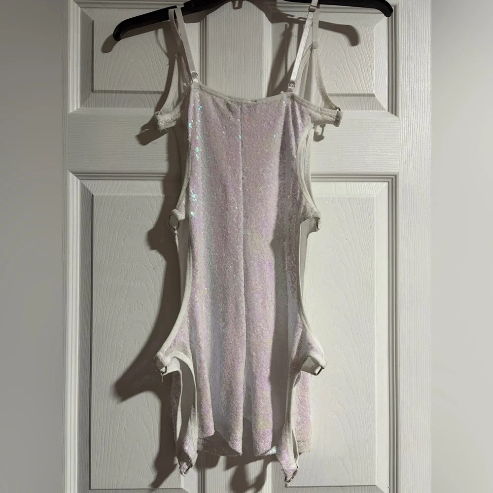 Dolls Kill - Club Exx - Cutout Sequin Romper - Picture 2 of 4